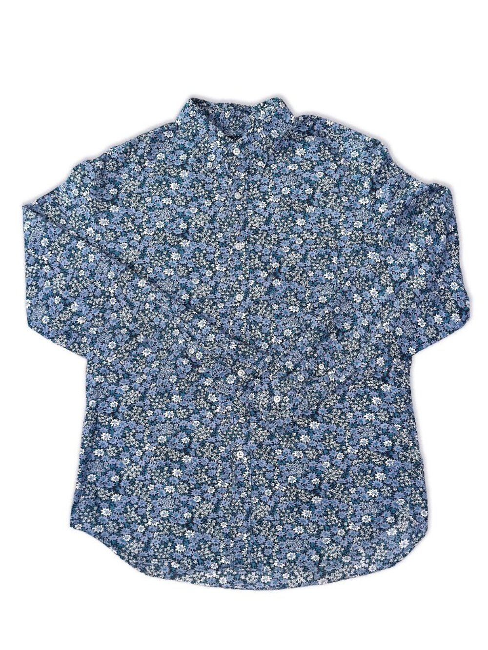 J. Crew Flex Men’s Large Cotton Blue Floral Long-sleeve Button Down Shirt